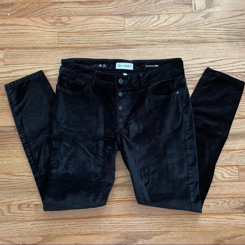 DL1961 Emma Power Jet Black Velvet Legging 31